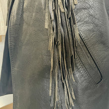 Load image into Gallery viewer, 1990&#39;s Heavy Vintage Black Leather Fringed Vest Sz S - OOAK - Phoenix Menswear