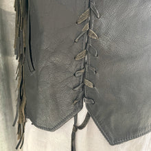 Load image into Gallery viewer, 1990&#39;s Heavy Vintage Black Leather Fringed Vest Sz S - OOAK - Phoenix Menswear
