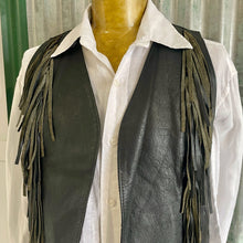 Load image into Gallery viewer, 1990&#39;s Heavy Vintage Black Leather Fringed Vest Sz S - OOAK - Phoenix Menswear