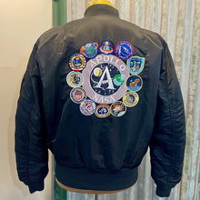 Load image into Gallery viewer, 1990's Vintage Black NASA Apollo Bomber Alpha Industries Jacket Embroidered Patched Sz XL - OOAK - Phoenix Menswear