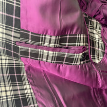 Load image into Gallery viewer, 1990&#39;s Vintage Black Purple White Check Blazer Purple Lining Sz XXL - OOAK - Phoenix Menswear