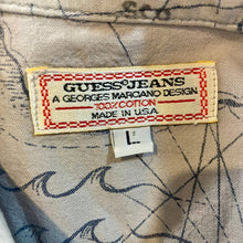 Load image into Gallery viewer, 1990's Vintage Guess Grey Nautical Designs S/S Shirt Cotton Sz L - OOAK - Phoenix Menswear