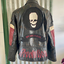 Load image into Gallery viewer, 1990&#39;s Vintage Leather Biker Jacket Black Red Revolution Sz XL - OOAK - Phoenix Menswear