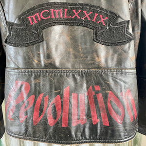 1990's Vintage Leather Biker Jacket Black Red Revolution Sz XL - OOAK - Phoenix Menswear