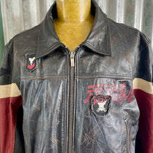 Load image into Gallery viewer, 1990&#39;s Vintage Leather Biker Jacket Black Red Revolution Sz XL - OOAK - Phoenix Menswear