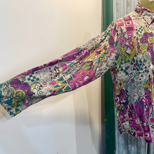 Load image into Gallery viewer, 1990s Vintage Men's Magenta Teal Mustard Abstract Swirl Design L/S Shirt Sz L - OOAK - Phoenix Menswear