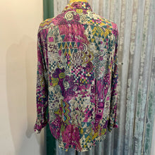 Load image into Gallery viewer, 1990s Vintage Men's Magenta Teal Mustard Abstract Swirl Design L/S Shirt Sz L - OOAK - Phoenix Menswear