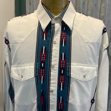 Load image into Gallery viewer, 1990's Vintage Men's Wrangler Western White Vertical Aztec Design Cotton L/S Shirt Sz 2XL - OOAK - Phoenix Menswear