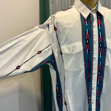 Load image into Gallery viewer, 1990's Vintage Men's Wrangler Western White Vertical Aztec Design Cotton L/S Shirt Sz 2XL - OOAK - Phoenix Menswear