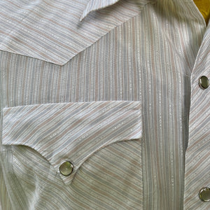 1990's Vintage Western Pinstripe White L/S Shirt Snaps Sz M - OOAK - Phoenix Menswear