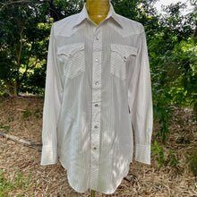 Load image into Gallery viewer, 1990&#39;s Vintage Western Pinstripe White L/S Shirt Snaps Sz M - OOAK - Phoenix Menswear