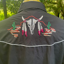 Load image into Gallery viewer, 1990&#39;s Vintage Western Shirt Black Bull Steer Head Shirt Snaps L/S Sz XL - OOAK - Phoenix Menswear