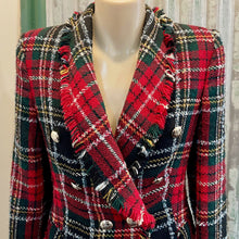 Load image into Gallery viewer, 1990's Vintage Zara Tartan Tweed Jacket Red Black Green Plaid Size XS - OOAK - Phoenix Menswear