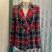 Load image into Gallery viewer, 1990's Vintage Zara Tartan Tweed Jacket Red Black Green Plaid Size XS - OOAK - Phoenix Menswear