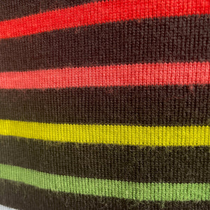 1990's Women's Wool Blend Striped Jumper Pullover Black Rainbow Made in France Sz S - OOAK - Phoenix Menswear