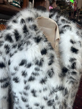 Load image into Gallery viewer, White with Black Spots Fur Coat Lined - Size Medium (Phone Sale for Julz)