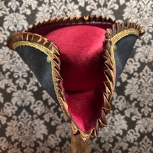 Load image into Gallery viewer, Pirate Hat Black Gold Burgundy