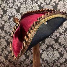 Load image into Gallery viewer, Pirate Hat Black Gold Burgundy