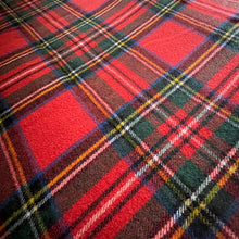 Load image into Gallery viewer, 1970's Vintage Wool Blanket Throw Knee Warmer Red Black Check Fringe - OOAK
