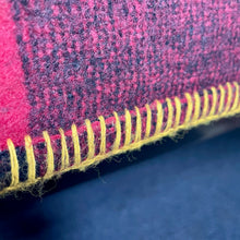 Load image into Gallery viewer, 1970's Vintage Wool Blend Blanket Throw Knee Warmer Red Black Check Fringe Tartan - OOAK
