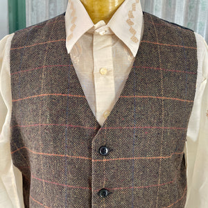 1980's Vintage Vest Tweed Brown Olive Sz XXL - OOAK