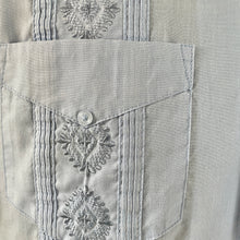 Load image into Gallery viewer, 1990&#39;s Vintage Guayabera Embroidered Pockets Light Blue S/S Shirt Sz L - OOAK