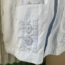Load image into Gallery viewer, 1990&#39;s Vintage Guayabera Embroidered Pockets Light Blue S/S Shirt Sz L - OOAK