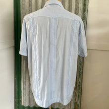 Load image into Gallery viewer, 1990&#39;s Vintage Guayabera Embroidered Pockets Light Blue S/S Shirt Sz L - OOAK