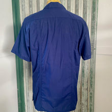 Load image into Gallery viewer, 1990&#39;s Vintage Guayabera Embroidered Pockets Navy Blue S/S Shirt Sz M - OOAK