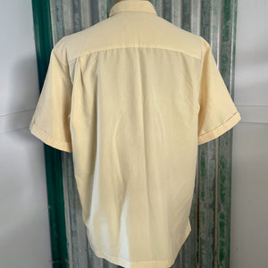 1990's Vintage Guayabera Pale Yellow S/S Shirt Sz L - OOAK