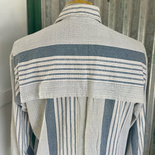 Load image into Gallery viewer, Vintage 1980&#39;s Western Blue White Striped L/S Shirt Made in USA Sz M - OOAK