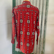 Load image into Gallery viewer, Vintage 1990&#39;s Western Aztec Rust Brown L/S Shirt Snaps Sz XL - OOAK