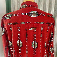 Load image into Gallery viewer, Vintage 1990&#39;s Western Aztec Rust Brown L/S Shirt Snaps Sz XL - OOAK