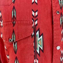 Load image into Gallery viewer, Vintage 1990&#39;s Western Aztec Rust Brown L/S Shirt Snaps Sz XL - OOAK