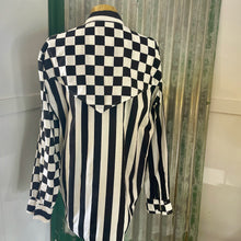 Load image into Gallery viewer, Vintage 1980&#39;s Western Check White Black L/S Shirt Made in USA Sz XXL - OOAK