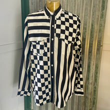 Load image into Gallery viewer, Vintage 1980&#39;s Western Check White Black L/S Shirt Made in USA Sz XXL - OOAK