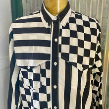 Load image into Gallery viewer, Vintage 1980&#39;s Western Check White Black L/S Shirt Made in USA Sz XXL - OOAK