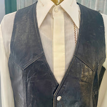 Load image into Gallery viewer, 1980&#39;s Vintage Black Leather Vest Made in Mexico Sz L - OOAK