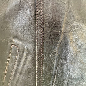 1980's Vintage Black Leather Vest Made in Mexico Sz L - OOAK