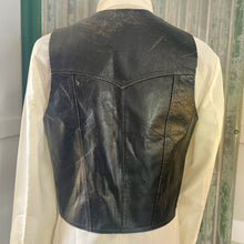 Load image into Gallery viewer, 1980&#39;s Vintage Black Leather Vest Made in Mexico Sz L - OOAK