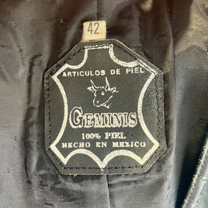 1980's Vintage Black Leather Vest Made in Mexico Sz L - OOAK