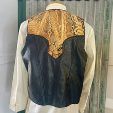 Load image into Gallery viewer, 1980&#39;s Vintage Snakeskin Black Brown Leather Vest Sz 2XL   - OOAK