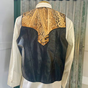 1980's Vintage Snakeskin Black Brown Leather Vest Sz 2XL   - OOAK