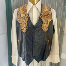 Load image into Gallery viewer, 1980&#39;s Vintage Snakeskin Black Brown Leather Vest Sz 2XL   - OOAK