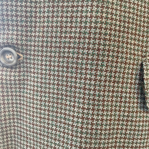 1970's Vintage Wool Check Jacket Green Brown Made in England Sz  M - OOAK