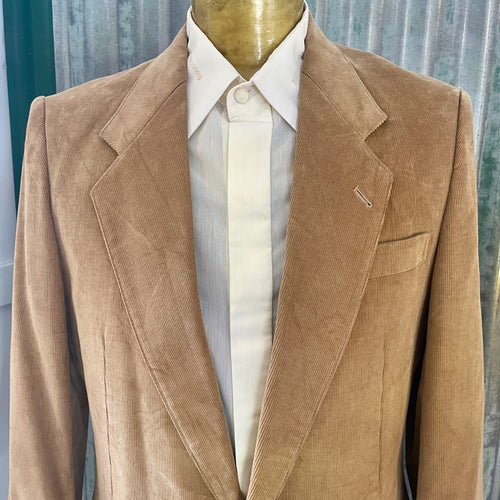 1980's Vintage Men's Corduroy Blazer Beige Sz L   - OOAK