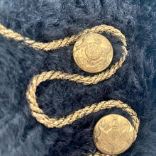 Load image into Gallery viewer, Immortal Kraft Handmade Black Fake Fur Vest Gold Embellishments Vintage Buttons Sz S  - OOAK
