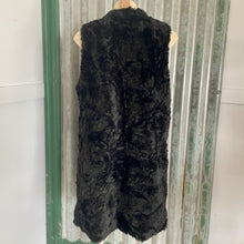 Load image into Gallery viewer, Immortal Kraft Handmade Black Fake Fur Vest Gold Embellishments Vintage Buttons Sz S  - OOAK
