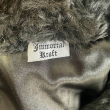 Load image into Gallery viewer, Immortal Kraft Handmade Black Fake Fur Vest Gold Embellishments Vintage Buttons Sz S  - OOAK