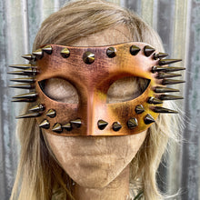 Load image into Gallery viewer, Copper Spiked Mask Silver Costume Steampunk